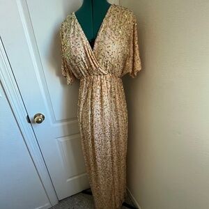 Ethereal Grecian Sparkling Sequin Peach Rose Gold Maxi Dress ASOS